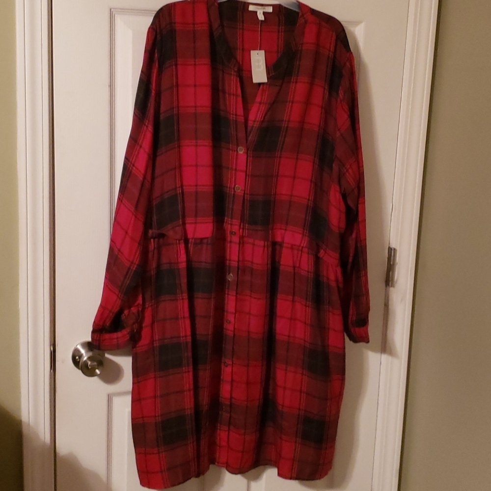 Plaid dress with pockets, plus size